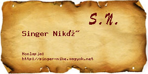 Singer Niké névjegykártya
